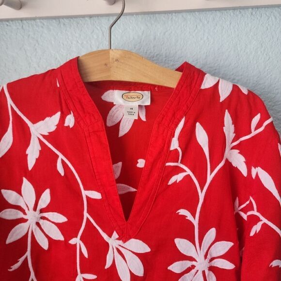 Talbots tunic full embroidery coastal summer resort tunic blouse - Picture 8 of 14